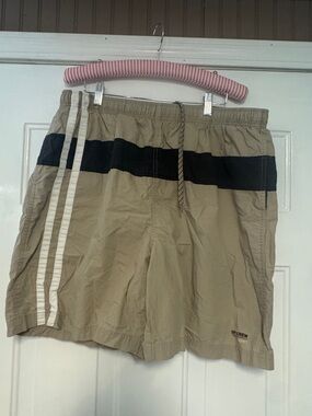 Ivy Crew Sport Black Swim Shorts with Khaki Trim